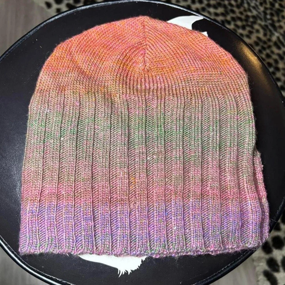 Vintage 90s Coldwater Creek Pastel Rainbow Knit Beanie 🌿